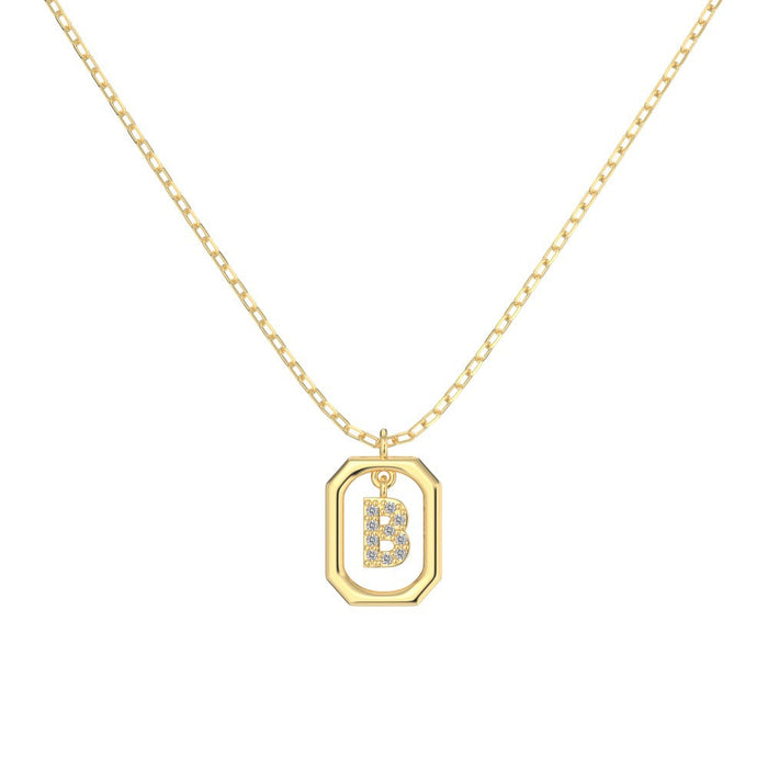 S925 Sterling Silver Hollow Pendant 26 Letter Necklace