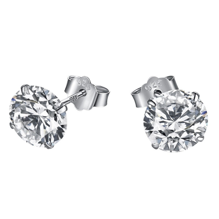 S925 Sterling Silver Wedding White Diamond Stud Earrings