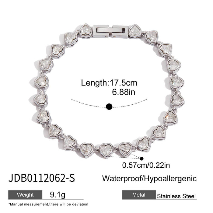 Stainless steel stacked zircon bracelet