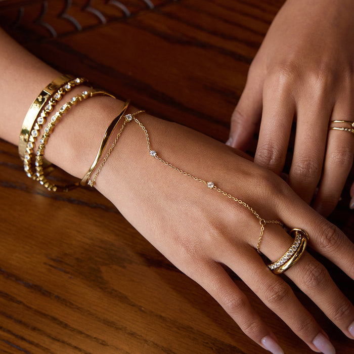 Zircon finger bracelet stainless steel bracelet