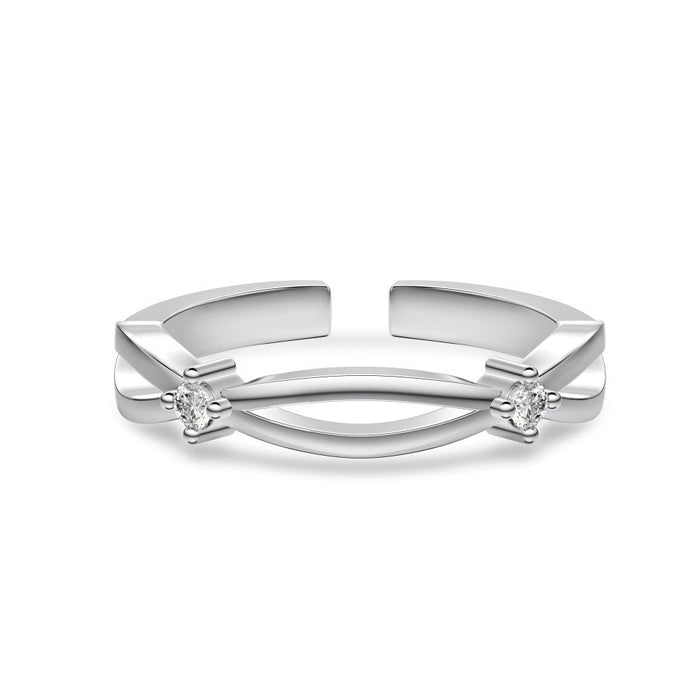 S925 Sterling Silver Vegetarian Ring Cute Stackable Open Ring