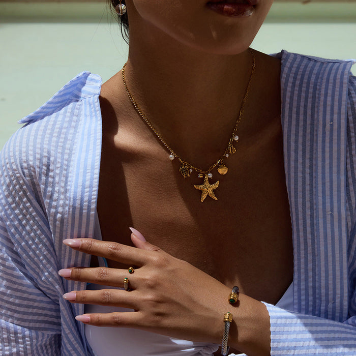 Ocean Wind Resort Titanium Steel Necklace