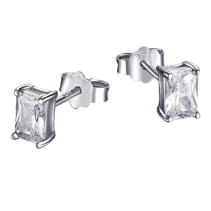 S925 Sterling Silver Wedding White Diamond Stud Earrings