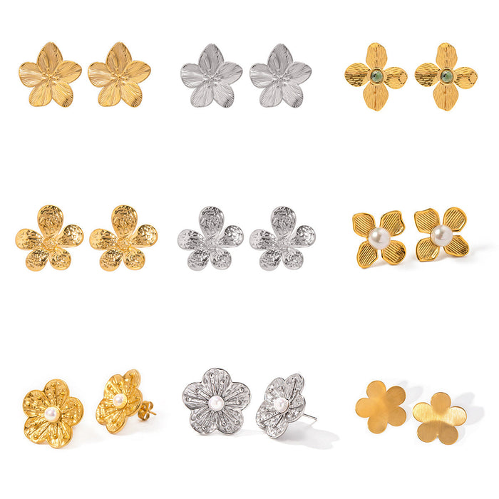 Stainless steel gold and silver flower earrings