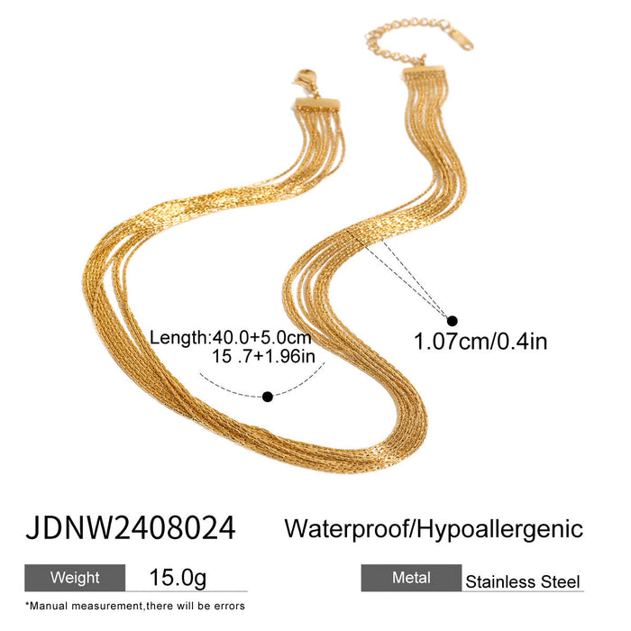 Stainless steel multi-layer tassel stacked bracelet