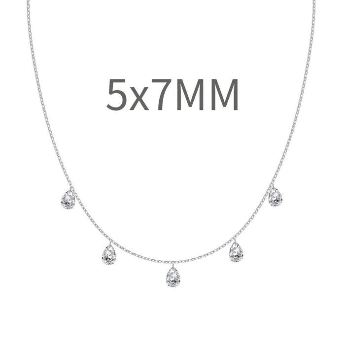 S925 Sterling Silver Tassel Oval Water Drop Wedding Necklace