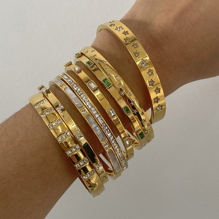 Stainless steel zircon buckle bracelet