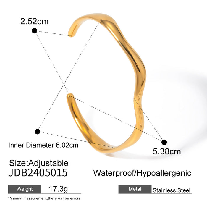 Stainless steel beating pattern wave opening bracelet
