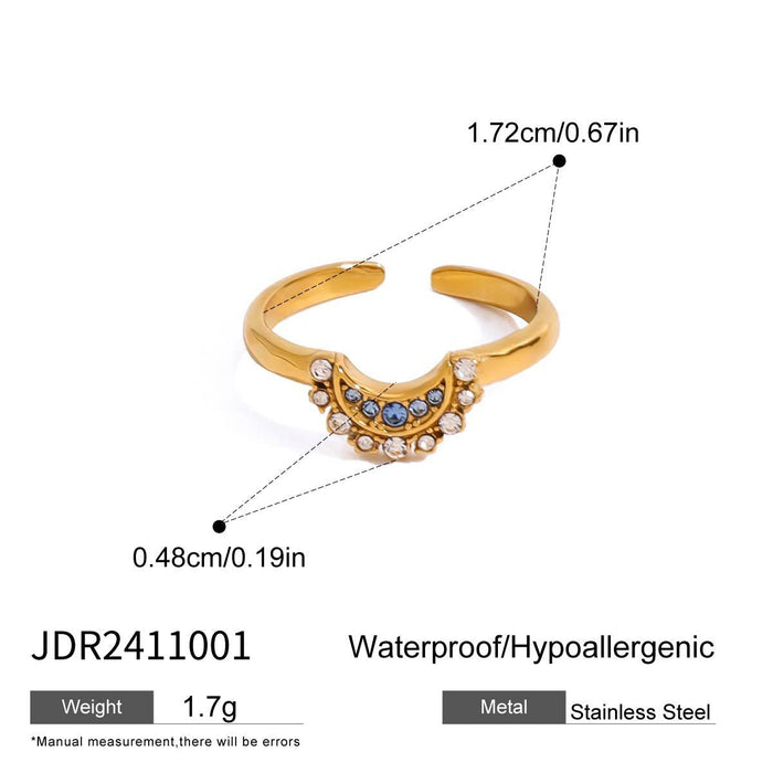 Stainless steel moon stacked ring