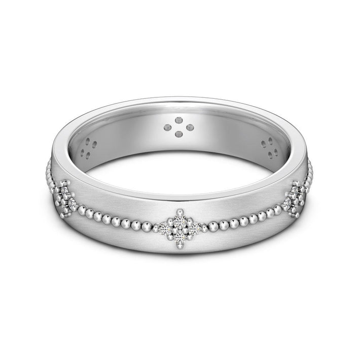 S925 Sterling Silver Plain Silver Male and Female Couple Ring-2