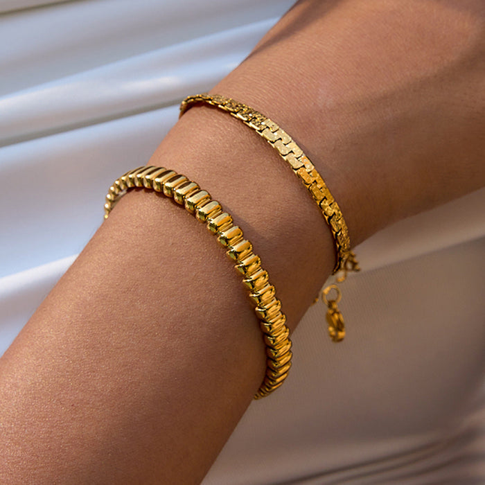 Stainless steel retro sand gold bracelet