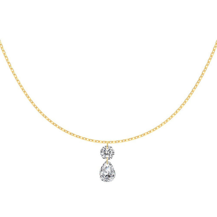 S925 Sterling Silver Tassel Oval Water Drop Wedding Necklace