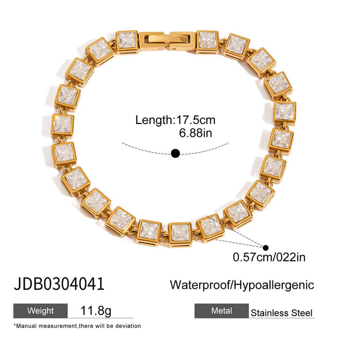 Zircon-studded Stainless Steel Full Diamond Bracelet