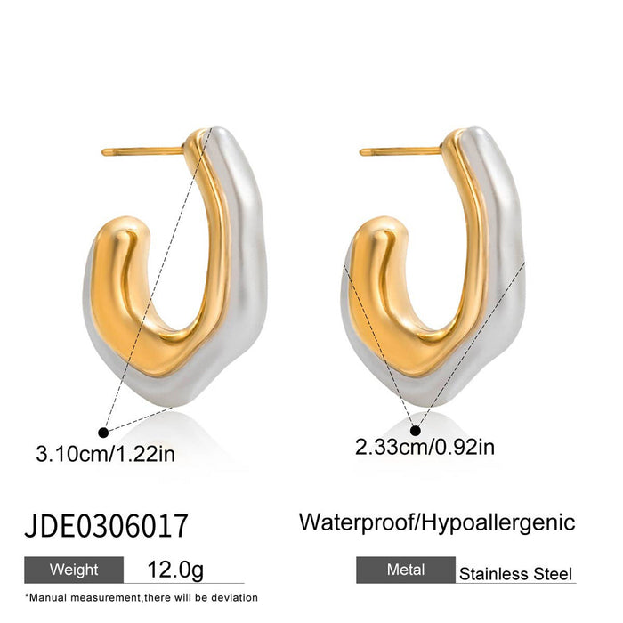 Stainless steel resin imitation pearl earrings