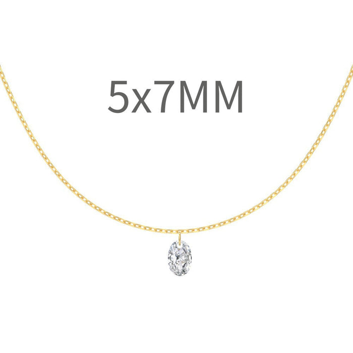 S925 Sterling Silver Tassel Oval Water Drop Wedding Necklace