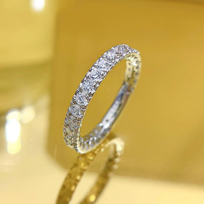 925 Silver Hollow Heart High Carbon Diamond Ring
