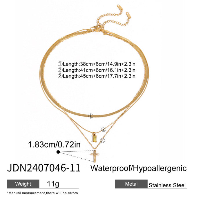 Three-layer clavicle chain stainless steel necklace