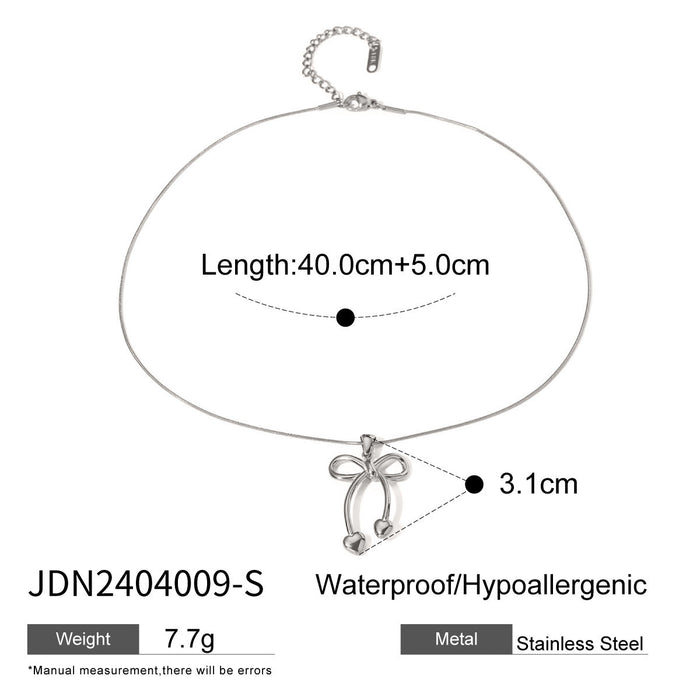Line bow stainless steel earrings necklace
