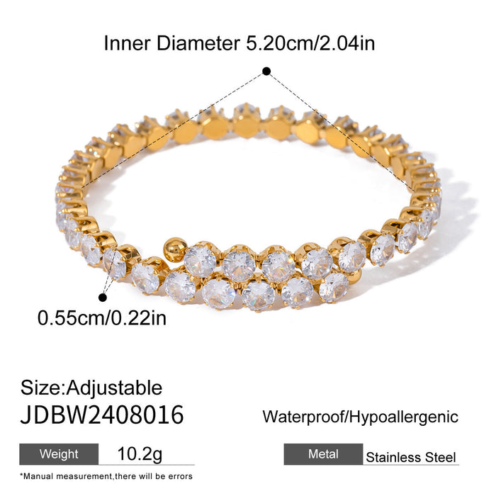 Stainless steel zircon open bracelet