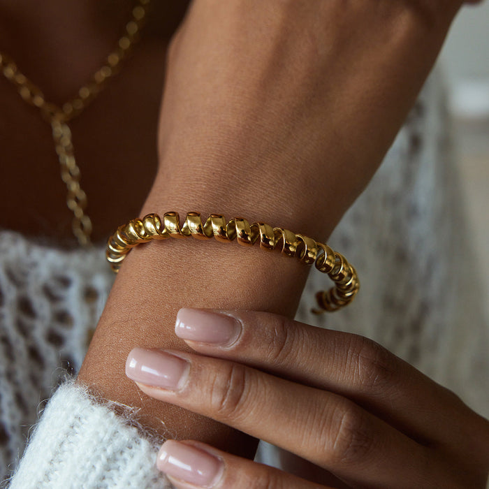 Telephone wire titanium steel open bracelet