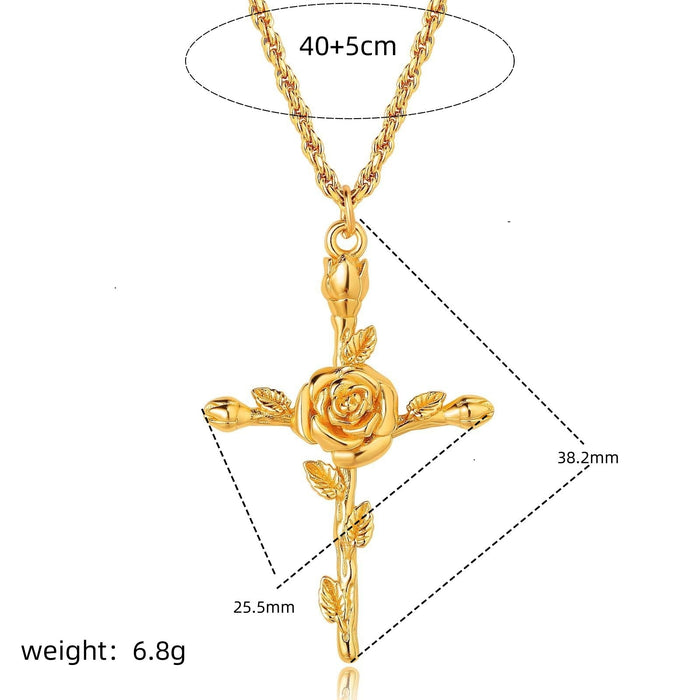 December Flower Cross Birth Flower Necklace