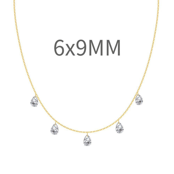 S925 Sterling Silver Tassel Oval Water Drop Wedding Necklace