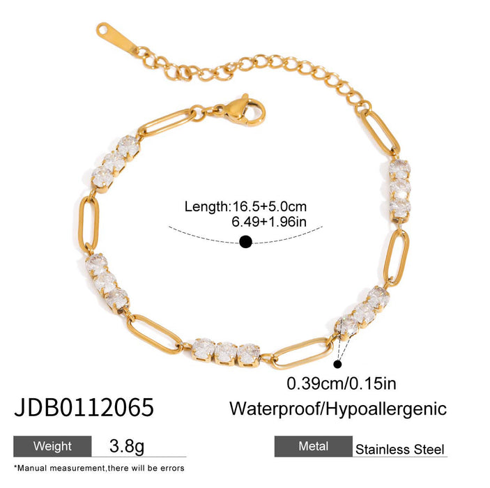 Stainless steel stacked zircon bracelet