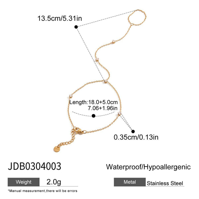 Zircon finger bracelet stainless steel bracelet