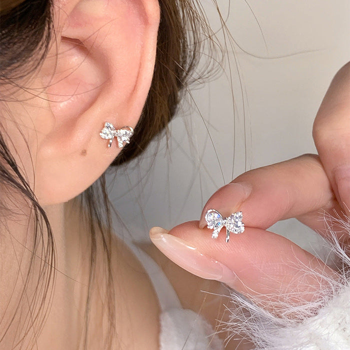 999 Sterling Silver Bow Stud Earrings