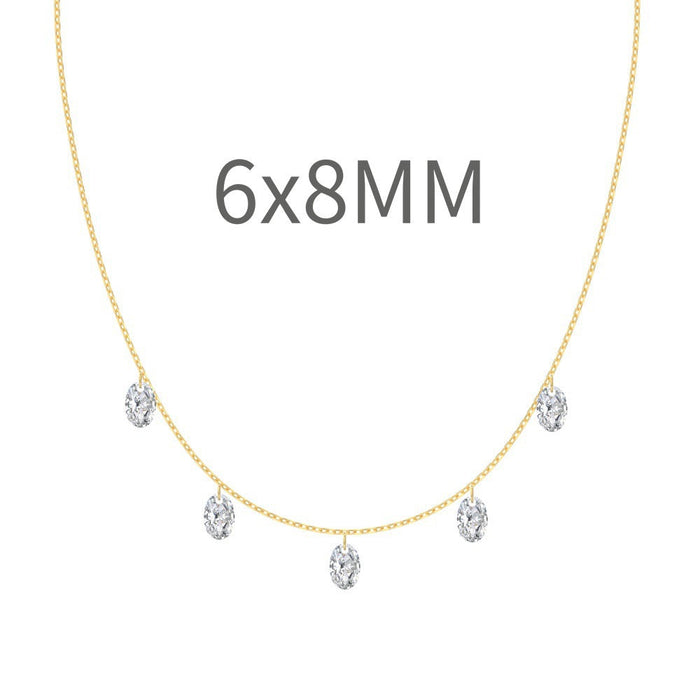 S925 Sterling Silver Tassel Oval Water Drop Wedding Necklace