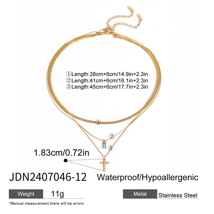 Three-layer clavicle chain stainless steel necklace