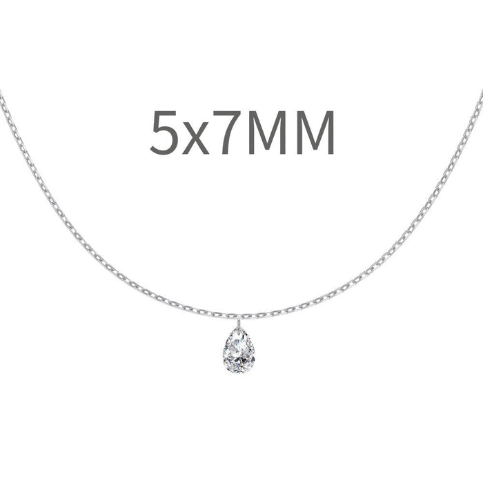 S925 Sterling Silver Tassel Oval Water Drop Wedding Necklace