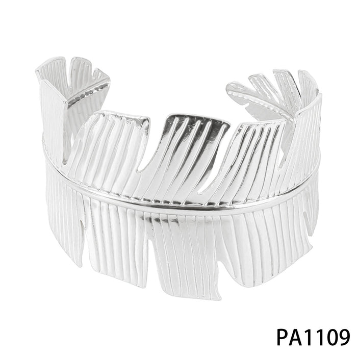 Stainless steel wide-sided opening hollow flower bracelet