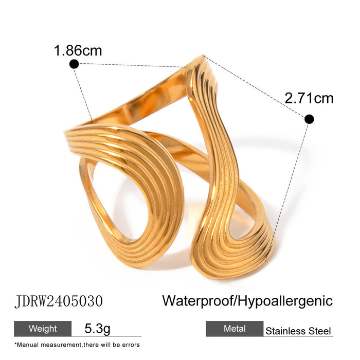 Stainless steel gold exaggerated ring