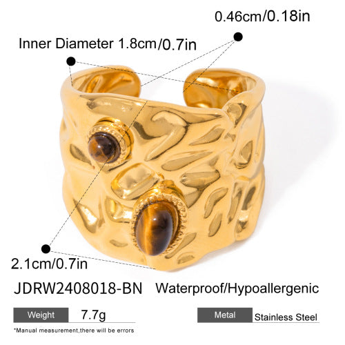 Stainless steel tiger's eye ring