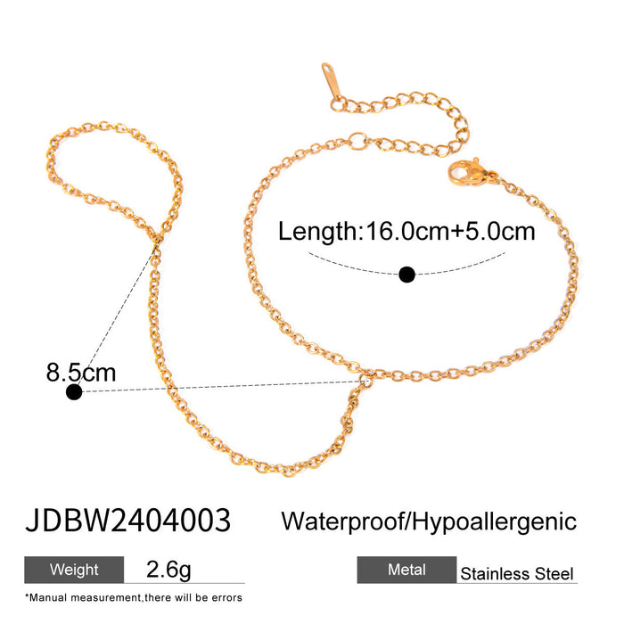 Stainless Steel Zircon Pearl Finger Bracelet