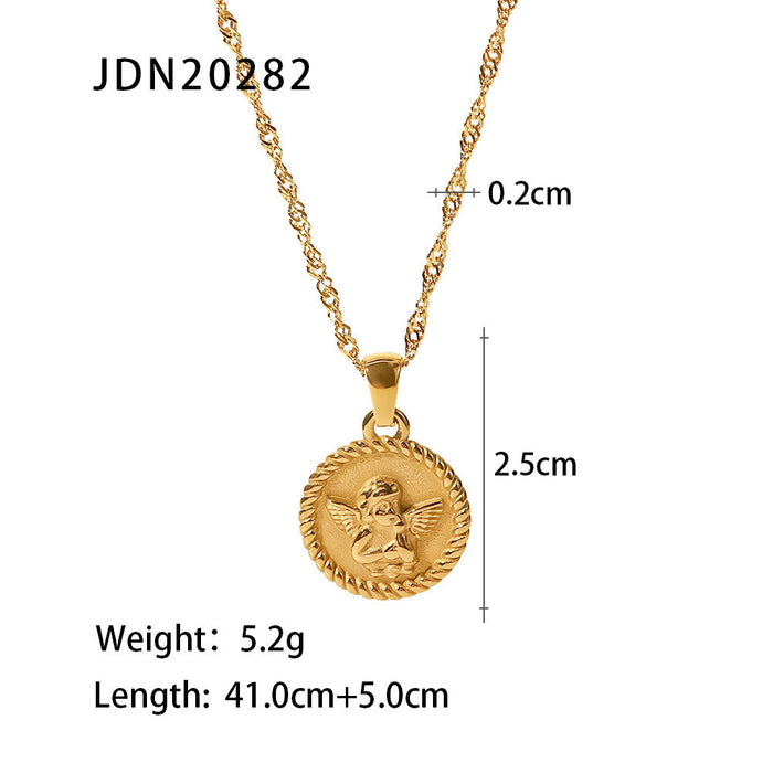 Coin round brand sweater chain necklace