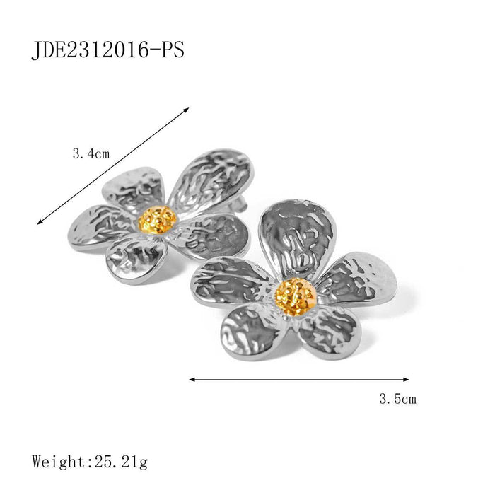 Stainless steel gold and silver flower earrings