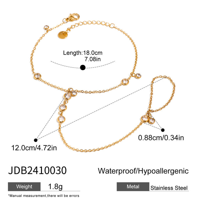 Stainless Steel Zircon Pearl Finger Bracelet