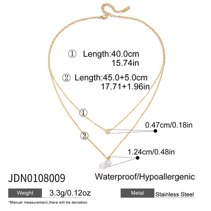 Titanium steel imitation pearl necklace