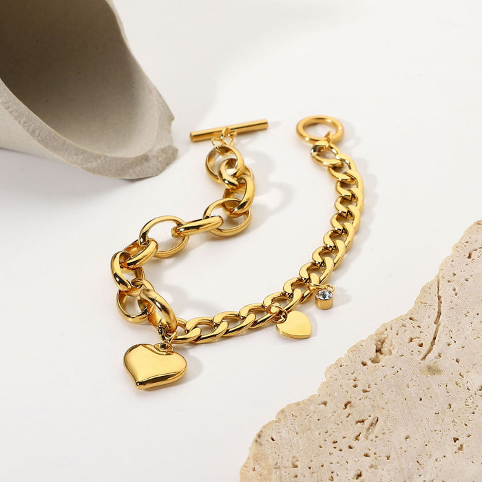 Cuban chain double spell love pendant OT buckle bracelet