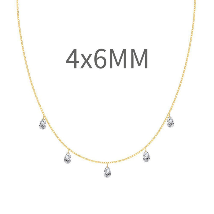 S925 Sterling Silver Tassel Oval Water Drop Wedding Necklace
