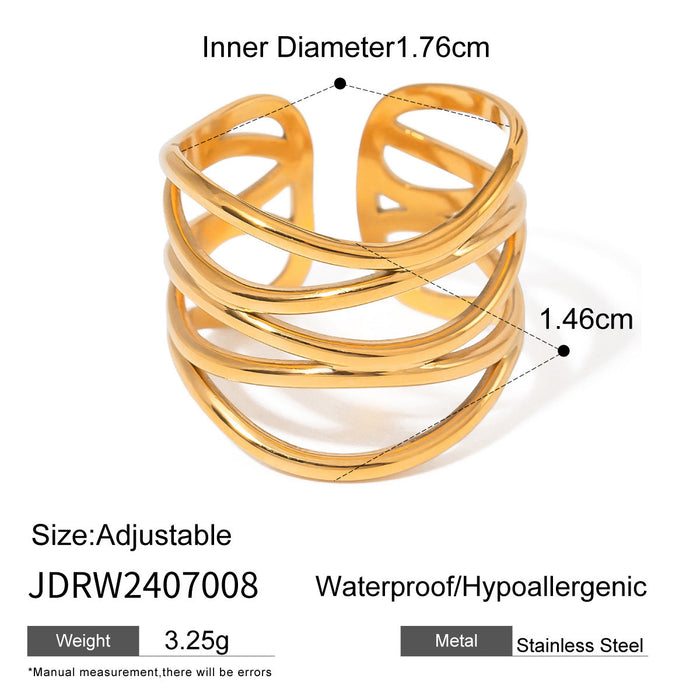 Stainless steel gold exaggerated ring