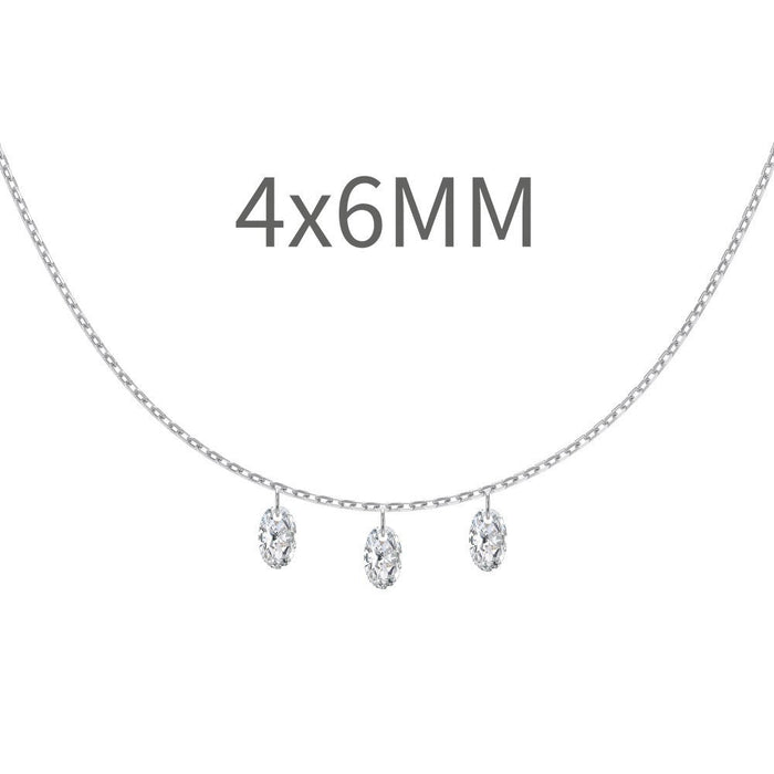 S925 Sterling Silver Tassel Oval Water Drop Wedding Necklace