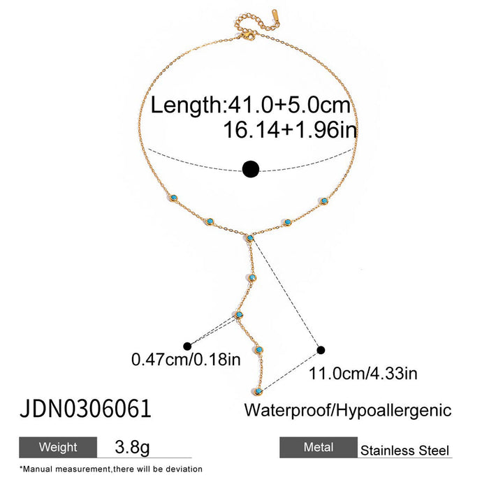 Stainless steel zircon y-shaped sweater chain necklace