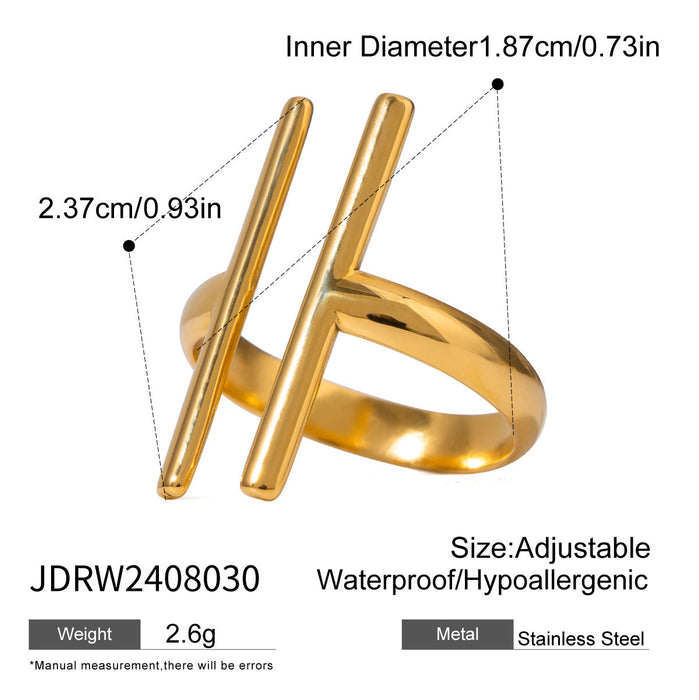Stainless steel gold exaggerated ring