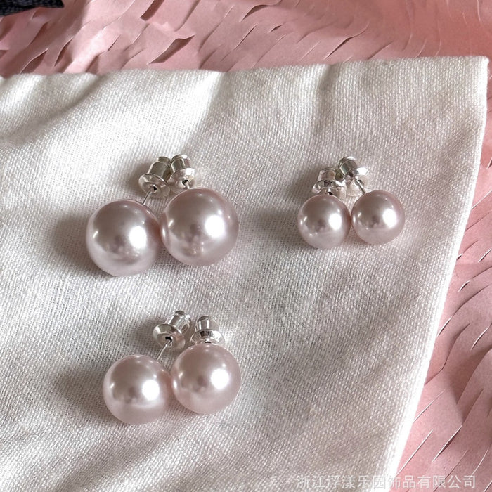 Rose Pink Purple Gentle Pearl Sterling Silver Stud Earrings
