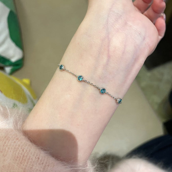 925 Sterling Silver Bubble Diamond Bracelet