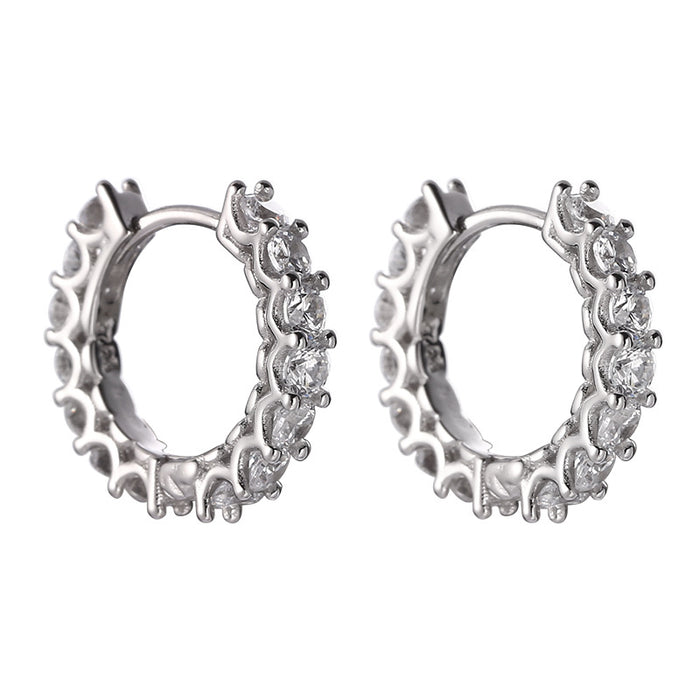 S925 Silver Circle Diamond Earrings