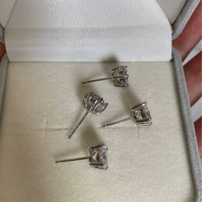 S925 Silver Classic 8mm Round Minimalist High Carbon Diamond Stud Earrings